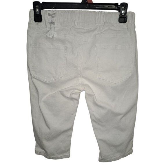 Roma Studio Premium Collection Skinny Distressed White Bermuda Shorts L - Picture 3 of 5